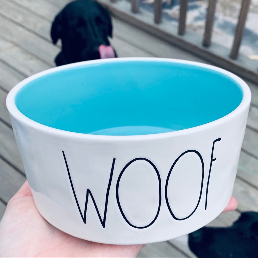 Rae Dunn dog bowl WOOF